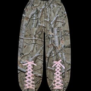 Named Collective Camo Joggers with Pink Lace-Up Detail